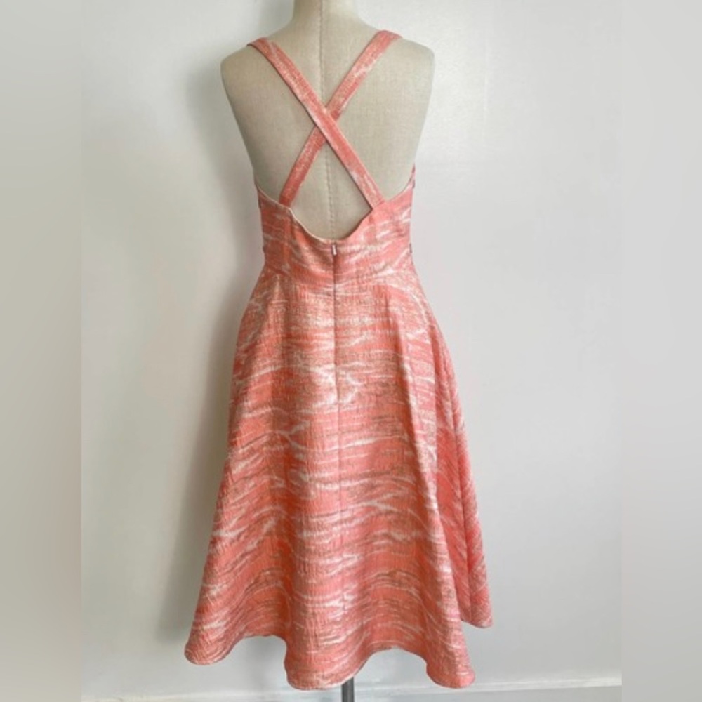 Hutch Tiffany Metallic Fit & Flare Holiday Dress Size 6 Criss Cross Back